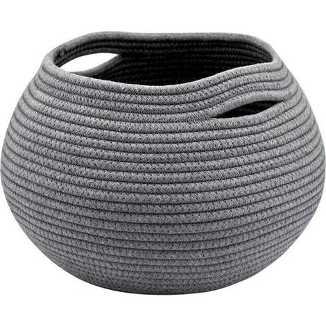 KLVGTIFS PU - Petit panier de rangement en corde tressée à la main-avec deux anses-idéal pour le rangement et l'organisation-gris (1/5)