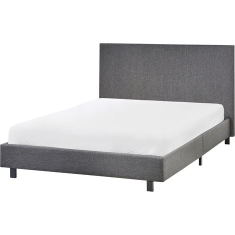 Cama con cabecero pequeña moderna de tela 120 x 200 cm con colchón gris Albi