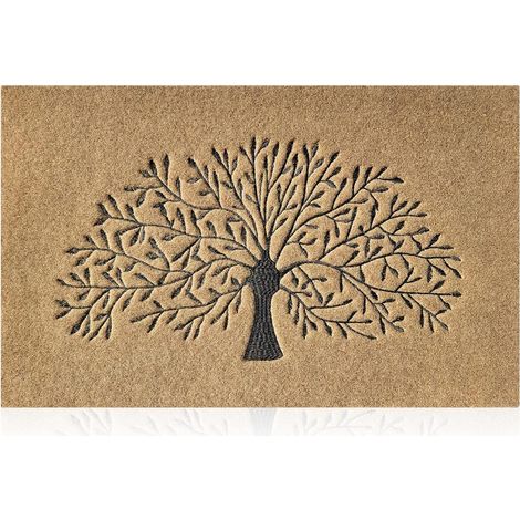 1 Tapis De Porte Antidérapant Motif Arbre En Polypropylène Et Caoutchouc Pour Entrée Couloir Cuisine 40x60 Cm (1/5)