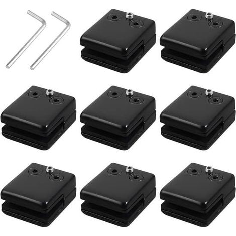 Lot de 8 pinces à verre pour verre de 8 à 10 mm d'épaisseur, supports de fixation pour étagères en verre, pinces de maintien pour verre, porte de placard en verre, acier inoxydable. (1/5)
