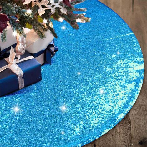 Ardoise De Sapin De Noël - Velours Avec Paillettes - Diamètre 60 Cm - Pour Décoration Intérieure Et Extérieure - Bleu - 1 Pièce (1/5)