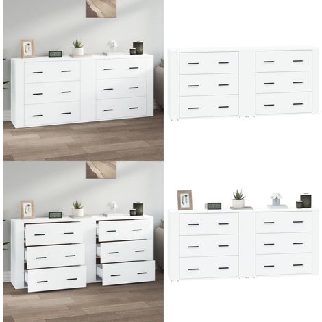 Sideboards 2 Stk. Weiß Holzwerkstoff - Schreibtisch - Wohnzimmermöbel - Sideboard - Regal - Holzmöbel - Home & Living (1/5)