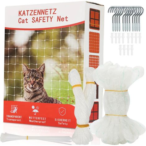 Filet pour chat Jopassy et autres accessoires pour chats. Filet de sécurité transparent pour chat de balcon. Filet de balcon 3 x 8 m. (1/5)