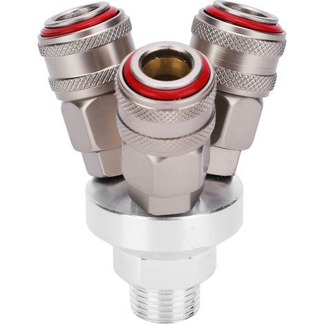 Raccord Pneumatique Rapide 3 Voies Chromé Acier Carbone Filetage G1/2 Pouce (1/5)