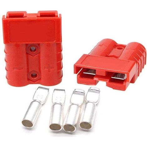 2 Pièces de Prise Connexion 175A 600V Batterie Connecteur D'Alimentation Treuil Rouge pour un Maximum Fil 1AWG (1/4)
