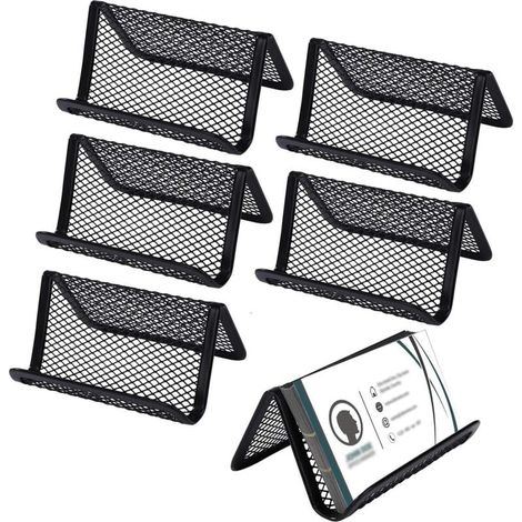 Porte-Cartes de Visite Maille Métallique Présentoirs de Carte de Visite Support de Carte de Visite en Métal Support Téléphonique pour le Bureau 6 Pièces (Noir) (1/4)