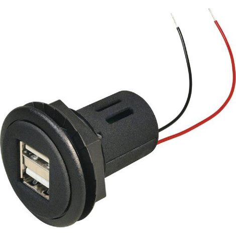 Prise USB F double - 2x 5V2.5A - Noir