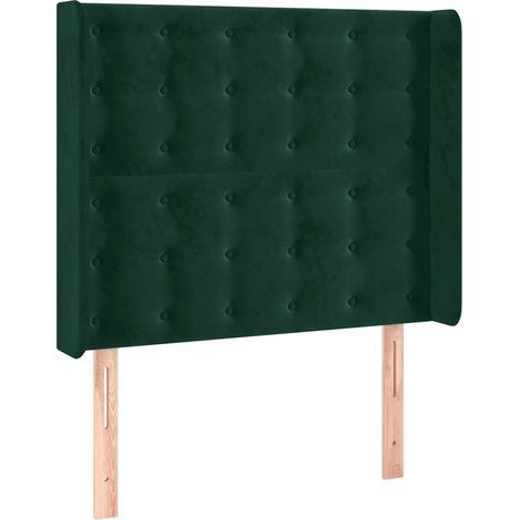 Testiera Testata del letto ad Orecchio Verde Scuro 103x16x118/128cm in Velluto (1/4)