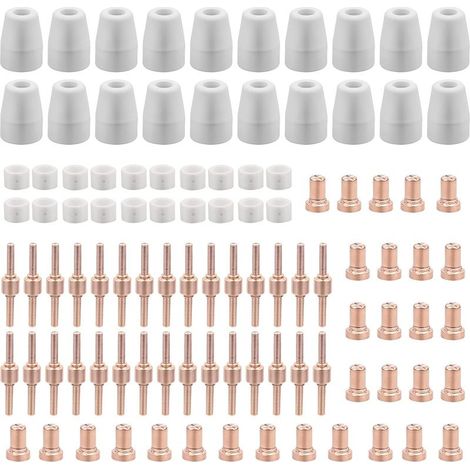 100 Pièces PT31 Consommables Plasma Decoupeur Plasma Parkside Cut 30 40 50 Consommables de Découpeuse Accessoire Decoupeur Electrode Tip Buse (1/5)