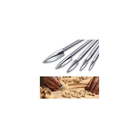 Mèches de Gravure sur Bois, 5 Pcs Ensemble d'Outils de Sculpture pour Accessoires d'Outils Rotatifs avec une Tige de 1/8 pouce Adaptation Universelle pour Outils Rotatifs (1/5)