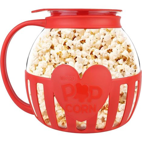 Microwaveable Borosilicate Glass Popcorn Maker, Dishwasher Safe, Perfect for Parties and Picnics