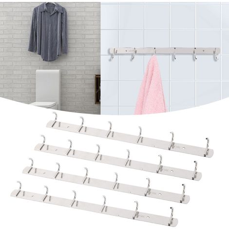 Set mit 4 Edelstahl-Kleiderhaken mit je 6 Haken, kein Bohren erforderlich (1/5)