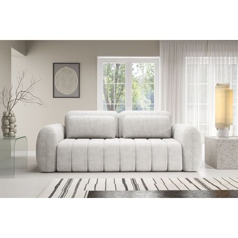 Sofa 3-Sitzer mit Schlaffunktion CARIA in Stoff Quelle Weiss (1/5)