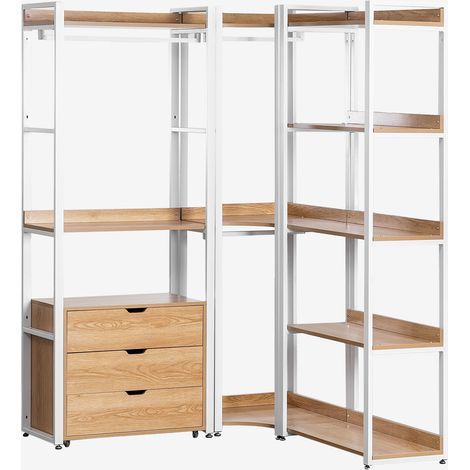Armario Modular Abierto Esquinero de 3 Piezas con Cajones en Acero y Madera Ariaster SKLUM             
