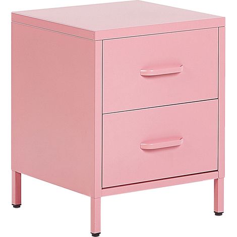 2 Drawer Bedside Table MALAVI Metal Pink (1/5)