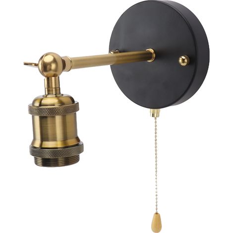 Applique murale rétro E27/E26, orientable, en fer, style ancien, avec interrupteur, idéale pour chambre, salon, bar, 85-265 V, dorée (1/5)