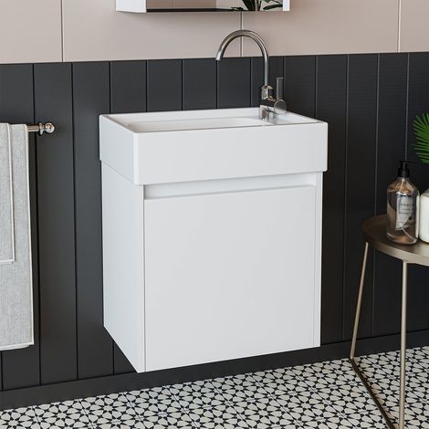 Mini Cloakroom Vanity Unit with Basin, White (1/5)