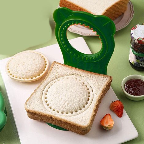 Runder Sandwichausstecher aus Edelstahl zum Schutz der Hände, für Kekse, Brötchen, Brot, handlich, grün (1/5)