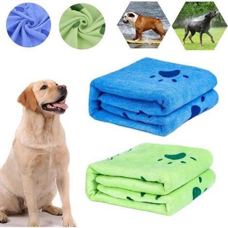 2PCS Serviette pour Chien, Serviettes de Séchage en Microfibre pour Chien Chat Animaux, Serviette de Bain pour Chien Chat, (1/4)
