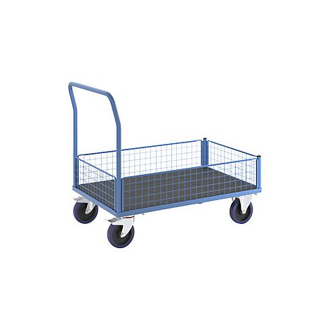eurokraft pro  Carrello a pianale con sponde grigliate  ruote