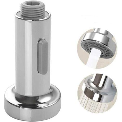 YMYNY Shower Faucet Kitchen Sink Mixer Tap Press Down Pro Head 2 Jet Functions Kitchen Mixer Tap Universal Hand Shower Faucet Accessory(Silver) (1/5)