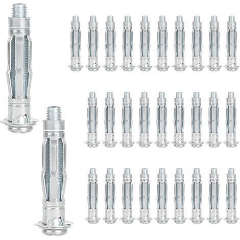 Lot de 30 chevilles M8 x 52 mm galvanisées pour murs creux - Chevilles à expansion avec vis - Chevilles auto-perceuses pour plaques de plâtre (1/5)