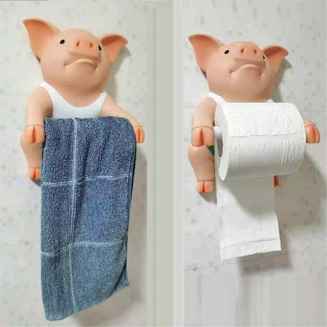 2er-Pack lustige Toilettenpapierhalter mit Schweinchenmotiv, Toilettenorganizer, WC-Regal (1/5)
