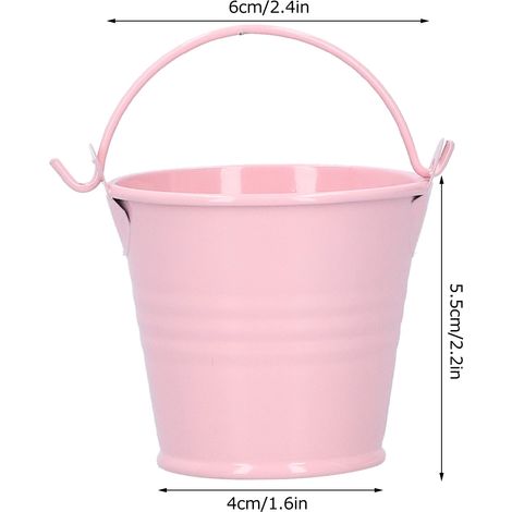Lot de 10 mini pots de fleurs pour plantes succulentes, petits seaux en métal rose pour décoration intérieure et extérieure, 4 x 5,5 x 6 cm (1/5)