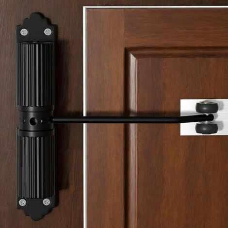 Ferme-porte automatique, monobloc, pour une utilisation intérieure et extérieure, idéal pour les portes intérieures, les bureaux, les portails de jardin (noir)