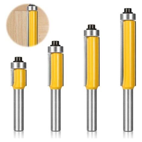 4 Pcs 8mm Tige Fraise a Copier, Fraise Defonceuse avec Roulement Supérieur, Fraisage de Menuiserie, Per Menuiserie Bricolage de Coupe Garniture