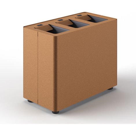 Pattumiera a 3 Scomparti Totale 24 L 48,5x25,5x39 cm con Contenitori Interni in Acciaio Verniciato Corten