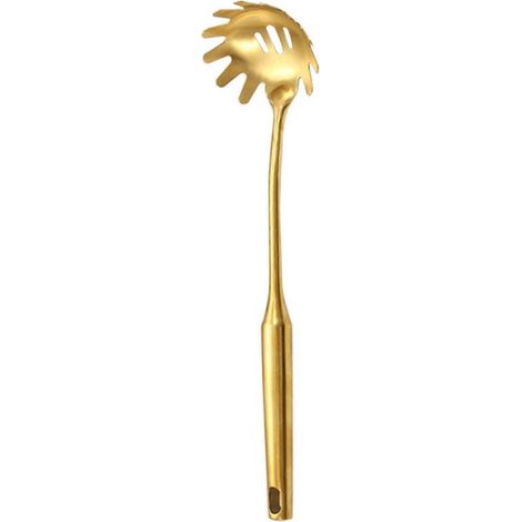 6-teiliges Kochutensilien-Set aus Edelstahl, goldfarben, Suppenkelle, Spatel, rostfrei, modern-1 Pasta Server