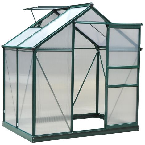 Large 6x4ft Polycarbonate Greenhouse with Sliding Door and Window,Durable Aluminium Frame for Garden Plant Growth,Dark Green