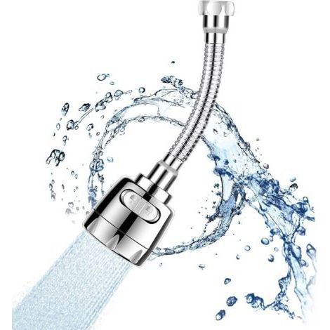 FENOPLASTICARobinet universel pivotant à 360°, résistant aux éclaboussures, avec flexible, bec flexible à 2 positions, acier inoxydable, 200 mm (1/4)