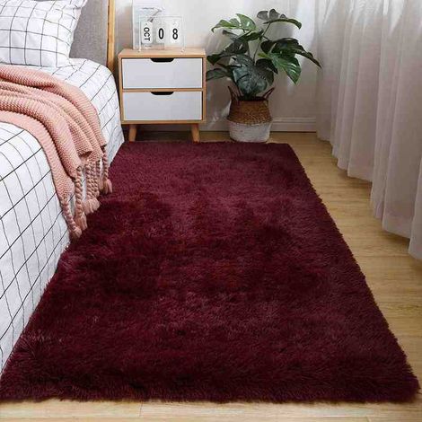 Tapis long en peluche, tapis moelleux à poils longs, adapté à la chambre à coucher et au chevet de la chambre d'enfants, lavable en machine et antidérapant - 60120cm (1/4)