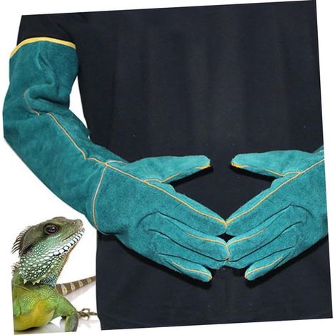 Gants résistants aux morsures - 62 cm - Convient au jardinage et aux soins des animaux - Gants de protection renforcés - Vert (1/5)