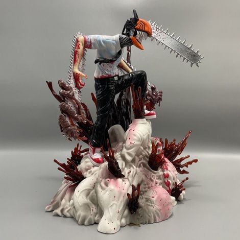 Ornement de modèle secondaire d'animation scène chasseur démon tronçonneuse fait main, décoration de collection pour figurine et déco intérieure (1/5)