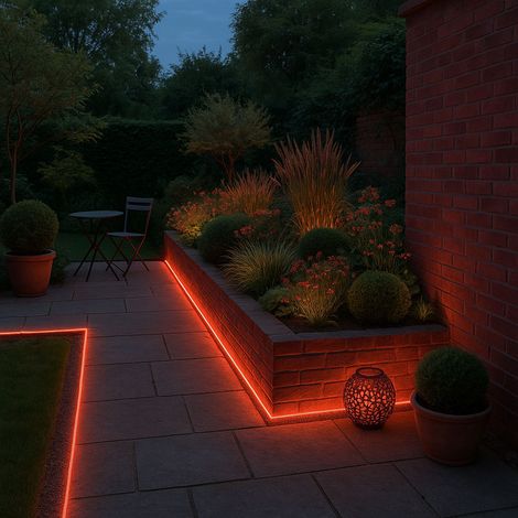 Luce a corda LED 9m luce esterna rossa lampada decorativa IP44 decorazione giardino 216 LED, plastica, LxP 900 x 1 cm