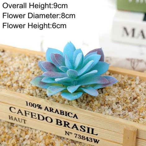 Plante Succulente Artificielle - Flocage Bleu - Décoration Intérieure Salon Chambre Bureau - Lot de 1