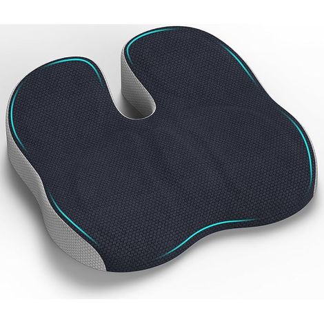 Coussin Coccyx, Coussin Chaise Bureau en Mousse à Mémoire, Coussin Ergonomique Assise pour Voiture Gaming Fauteuil Roulant, Coussins de Siège pour Soulager la Pression (Gris Foncé)