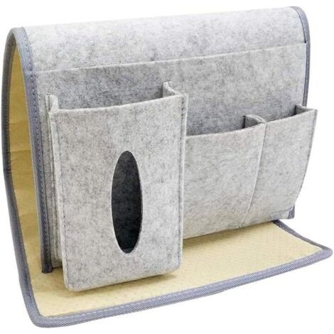 Grise-Poche de Chevet, Poche de Rangement pour lit, Sac Suspendu pour Canapé, Organisateur de Rangement de Chevet pour Téléphone, Télécommande, Journal, Stylo, Magazine, Lunnettes (1/5)