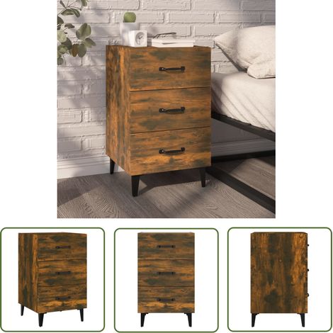 The Living Store Nachttisch Räuchereiche 40x40x66 cm Holzwerkstoff - Nachttisch - Wohnzimmermöbel - Beistelltisch - Holzmöbel - Holzwerkstoff (1/5)