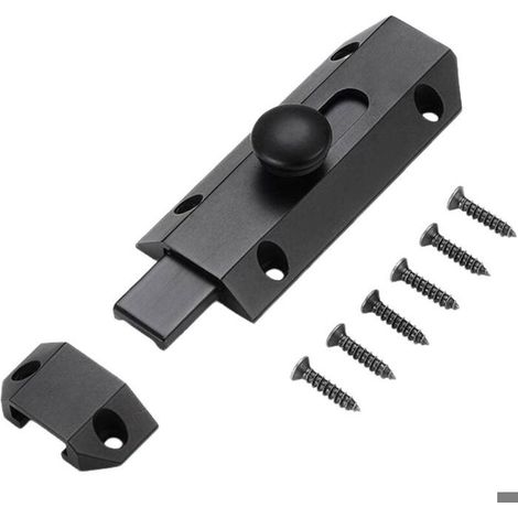 Loquet de sécurité avec targette en laiton massif – ultra résistant, noir (1/4)