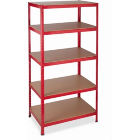 scaffale scaffalatura a 5 ripiani in legno MDF metallo zincato colore ROSSO 40 x 90 x h. 176 cm