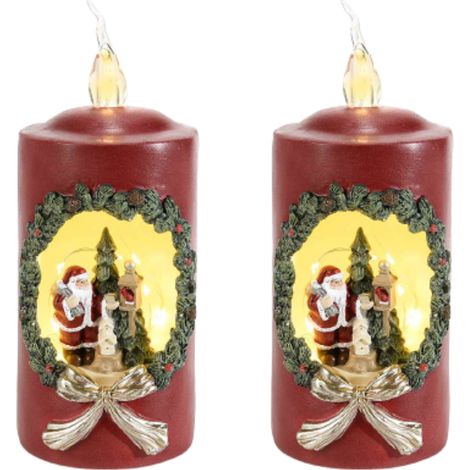 Candele Natalizie a Batteria con Babbo Natale e Albero Set da 2 Pezzi (1/3)
