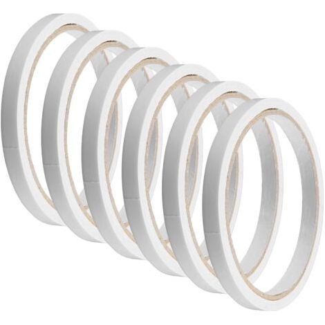 6 Rouleaux Extra Fort Double Face Pour Le Bricolage, 8mm X 10 Mètres Transparent La Couture L'artisanat Scrapbooking Papier Peint Fabrication Cartes Bureau Classe Artisanale Blanc (1/5)