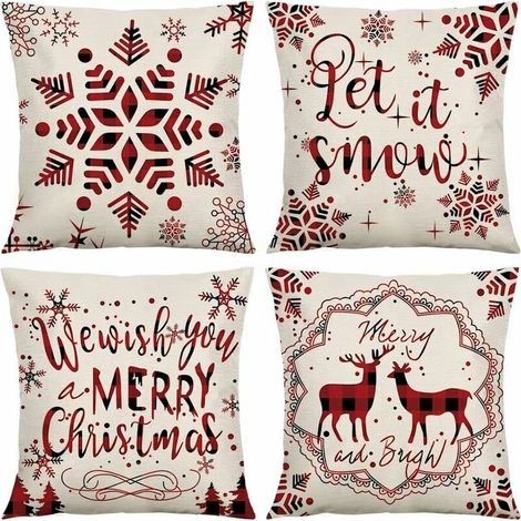 4PCS Thème de Noël Housse de Coussin,Taie d'oreiller de Flocon de Neige,Taie d'oreiller de Noël,Noël Housse de Coussin,Taie d'oreiller de Noel pour Canape (1/5)