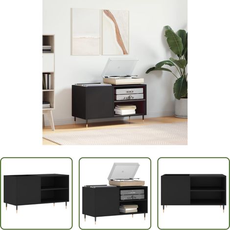 Rangement vinyle - Armoire à disques noir 85x38x48 cm bois d'ingénierie (1/5)