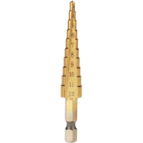 Stück HSS-Stufenkegelbohrer, Lochschneider, Sechskantschaft, Titanbeschichtung (3-12 mm)