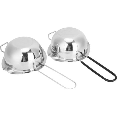 400ml Stainless Steel Pot, 2 Pieces, with Long Handle and Double Pouring Spout, for Warming Butter, Chocolate, Cheese Sauce (1/5)